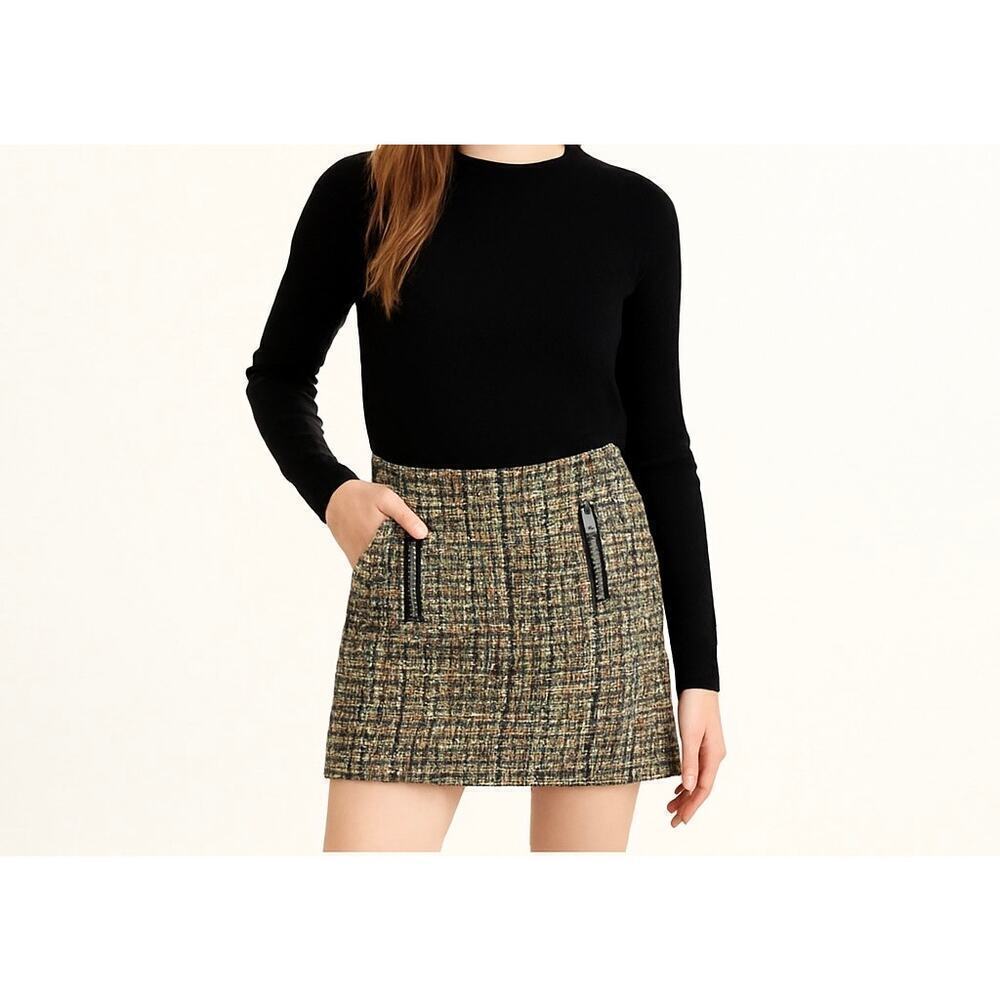 J.Crew Multicolor Tweed Zip Pocket Mini Skirt Size 2
